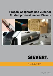 Propan-Gasgeräte und Zubehör für den professionellen ... - Sievert AB