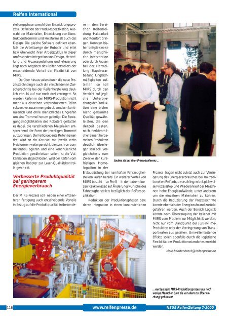 Pirelli stellt erste MIRS-Fabrik vor 7/2000 - Reifenpresse.de