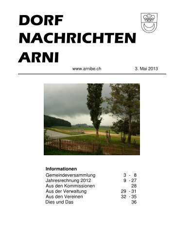 Dorfnachrichten vom 03. Mai 2013 - Arni