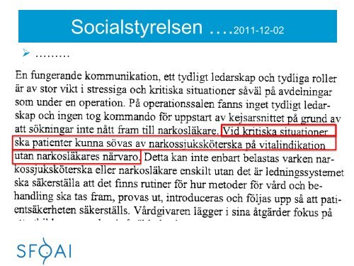 Att sÃ¶va vid ett omedelbart (= urakut) sectio - SFAI