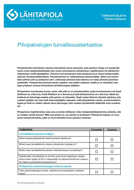 Ohjedokumenttien mallipohja - Tapiola