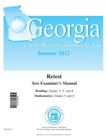 Administering the CRCT Retests - Georgia Department of Education