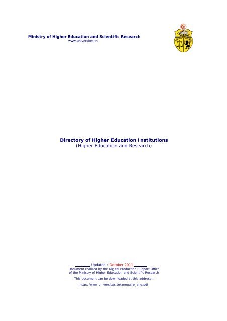 Directory of Higher Education Institutions (Higher Education and ...