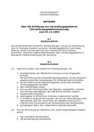 Satzung über die Erhebung von Verwaltungsgebühren - Bondorf