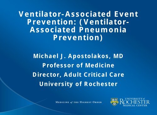 Ventilator-Associated Event Prevention - NYS Partnership for Patients