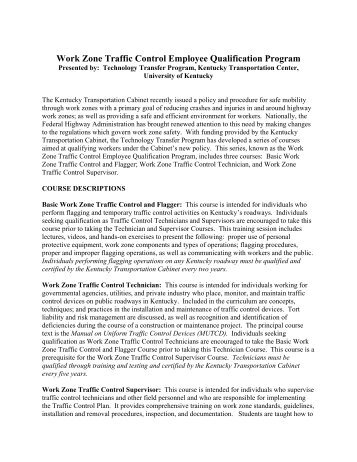 Work Zone Traffic Control Employee Qualification Program