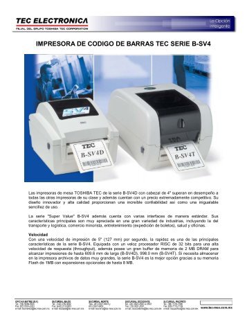 impresora de codigo de barras tec serie b-sv4 - Logismarket, el ...