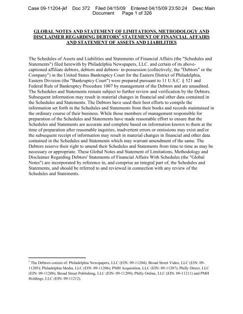 Case 09-11204-jkf Doc 372 Filed 04/15/09 Entered ... - Pnreorg.com