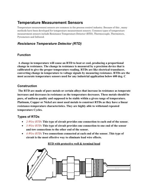 Resistance Temperature Detector (RTD) -Working,Types,2,3 and 4 wire