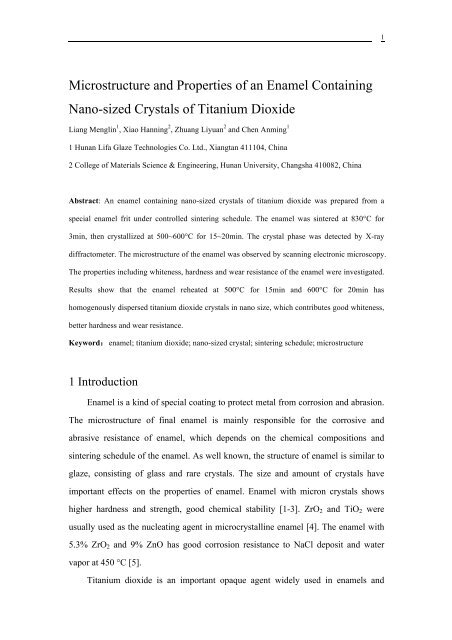 Microstructure and Properties of an Enamel Containing Nano-sized ...