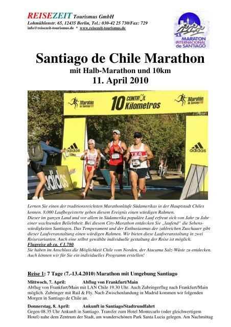Santiago de Chile Marathon mit Halb-Marathon und 10km 11. April ...