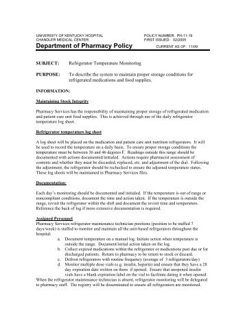 Refrigerator Temperature Monitoring - University of Kentucky