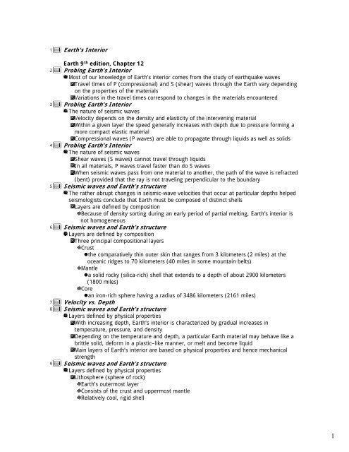 Earth S Interior Probing Earth S Interior Probing Earth S