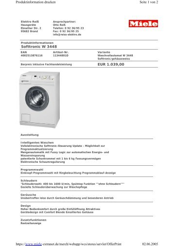 Softtronic W 3448 EUR 1.039,00 Seite 1 von 2 Produktinformation ...