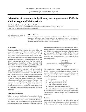 Infestation of coconut eriophyid mite, Aceria guerreronis Keifer in ...