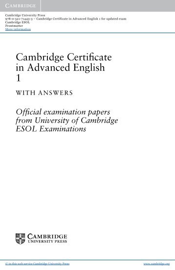 Cambridge Certificate in Advanced English 1 - Assets - Cambridge
