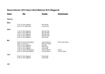 Reservationen 2012 Sport Ident-Material OLK Wiggertal