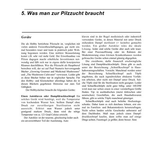 7. Charakteristik einzelner Pilzarten  - Die Reichsbewegung