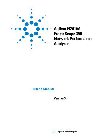 Agilent N2610A FrameScope 350 Network Performance ... -  Openxtra