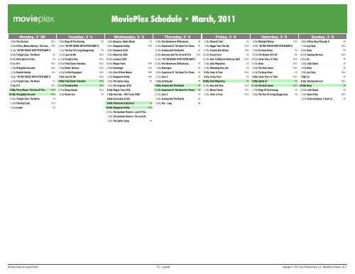 MoviePlex Schedule - March, 2011 - Starz