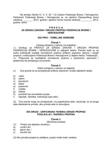 Nacrt pravila za izradu zakona i drugih propisa FBiH - Vlada ...