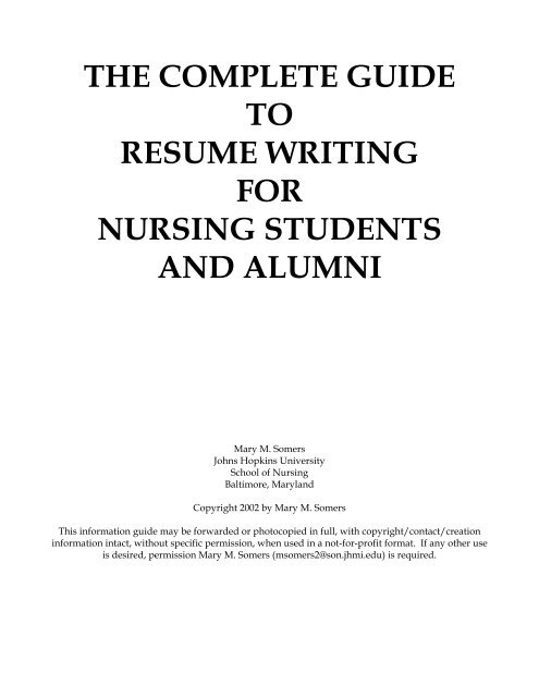 The Resume Guide: - Johns Hopkins University School of Nursing