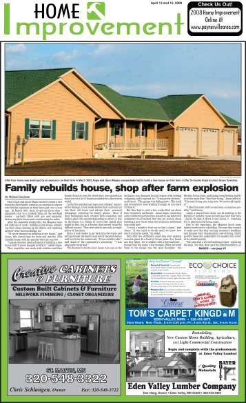 Family Rebuilds House, Shop After Farm Explosion - Paynesville ...