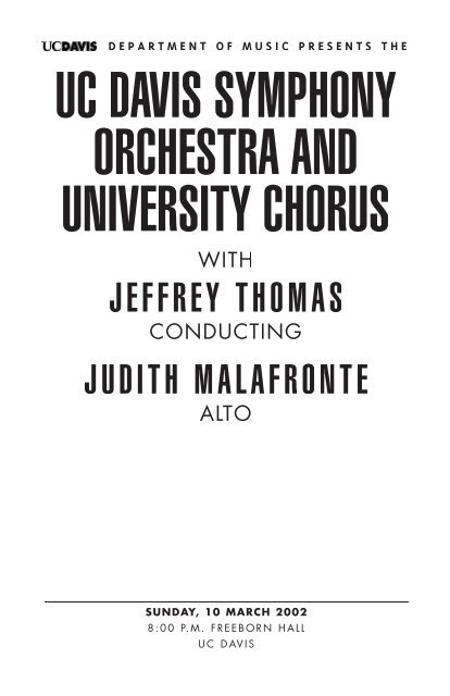UC DAVIS SYMPHONY ORCHESTRA AND UNIVERSITY CHORUS