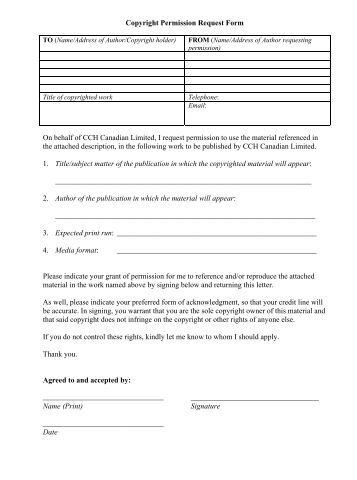 COPYRIGHT PERMISSION REQUEST FORM Contact Information ...