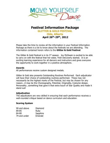 Glitter & Gold Festival Information Package - Move Yourself Dance