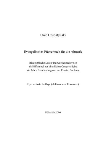 Evangelisches Pfarrerbuch für die Altmark