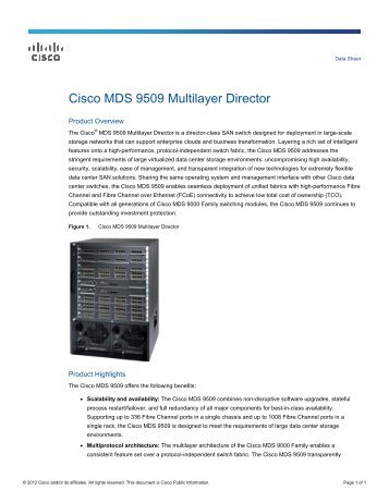 Cisco MDS 9509 Multilayer Director Data Sheet