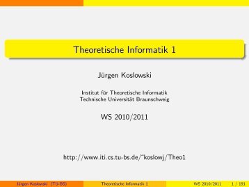 Handout - Institut fÃ¼r Theoretische Informatik - Technische ...