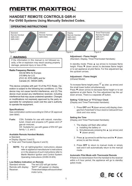 handset remote controls g6r-h - Mertik Maxitrol GmbH & Co. KG