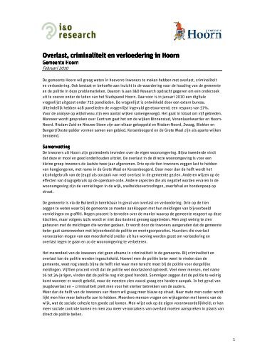 Overlast, criminaliteit en verloedering in Hoorn ... - Gemeente Hoorn