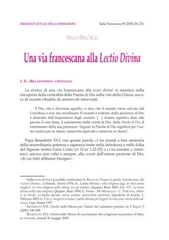 DELL'AGLI N., «Lectio divina» francescana