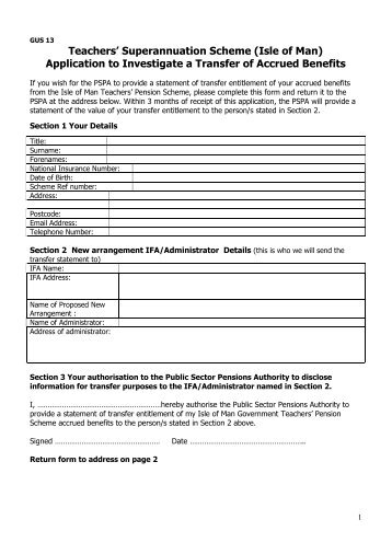 Transfer Out Request Form - Teachers - Pensions