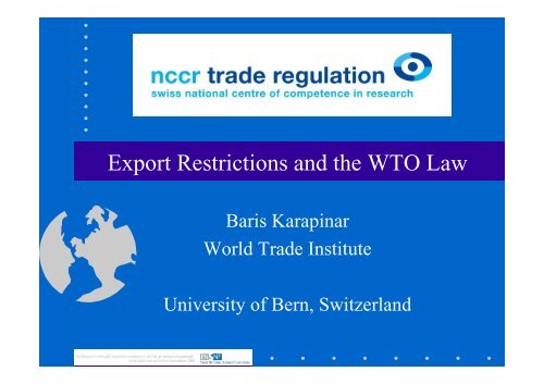 Presentation slides, PDF - World Trade Institute