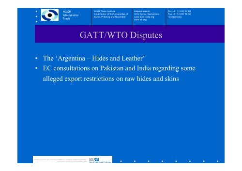 Presentation slides, PDF - World Trade Institute