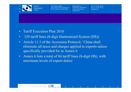 Presentation slides, PDF - World Trade Institute