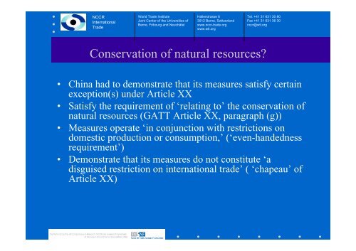 Presentation slides, PDF - World Trade Institute