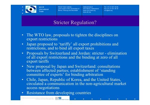 Presentation slides, PDF - World Trade Institute