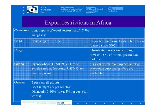 Presentation slides, PDF - World Trade Institute