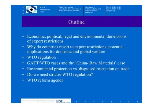 Presentation slides, PDF - World Trade Institute