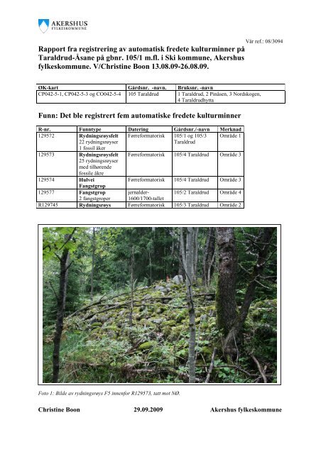 Rapport fra registrering av automatisk fredete kulturminner pÃ¥ ...
