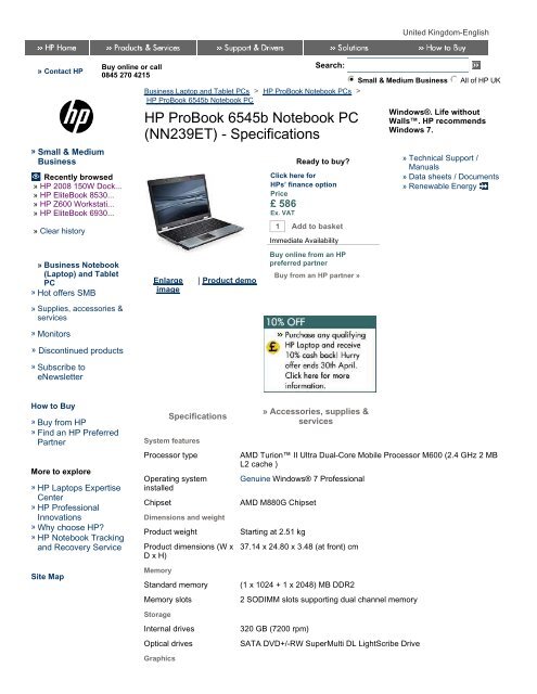 HP ProBook 6545b Notebook PC (NN239ET ... - Added Dimension