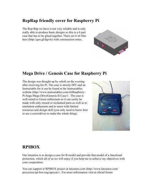 Contents - Raspberry PI Community Projects