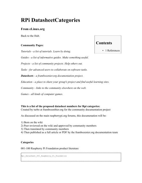 Contents - Raspberry PI Community Projects