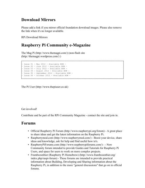 Contents - Raspberry PI Community Projects