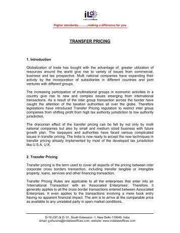 Transfer Pricing - India Law Offices